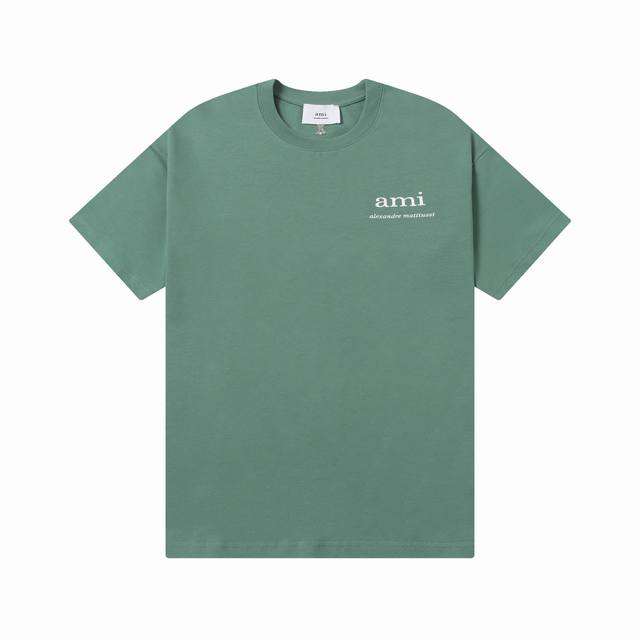 款号：611 Ami春夏短袖系列~ 重磅厚实高克重 100%双纱棉270克重 细节到位 质量过关 支持对比 S-Xl 四个码数 颜色：薄荷绿