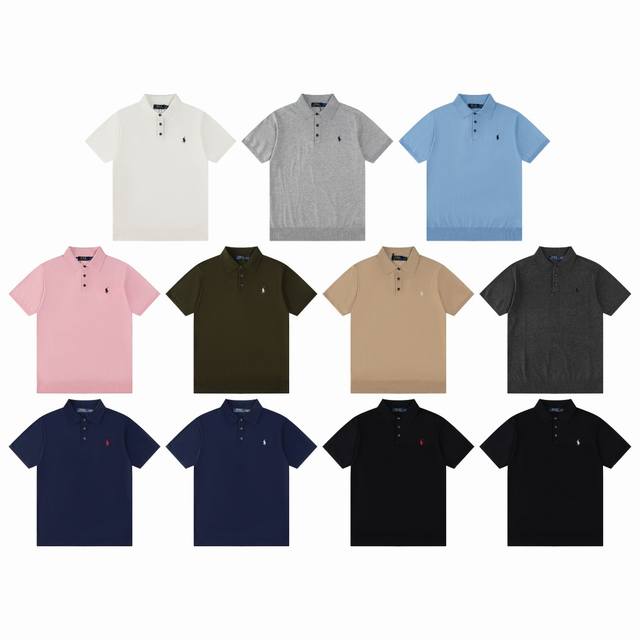 R77 Ralph Lauren拉夫劳伦针织小马刺绣翻领Polo衫三粒扣毛衣 短袖开胸衫T恤 官网同步 男女同款 尺码：S-Xl 颜色： 白色 蓝色 灰色 深灰