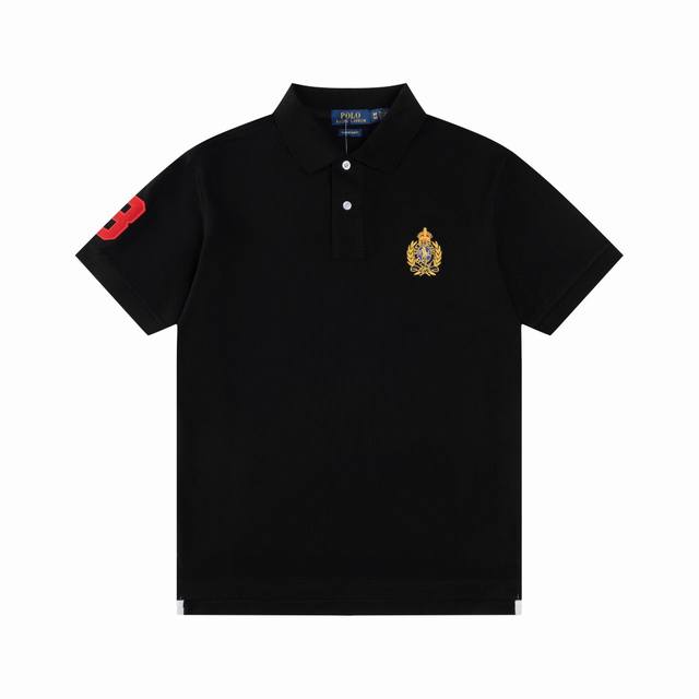 R71 Ralph Lauren 拉夫劳伦金马标背后三匹小马Logo刺绣休闲赛马 翻领Polo衫 T恤短袖 S~Xxl 黑色 藏青 灰色 白色 原版面料 %珠地
