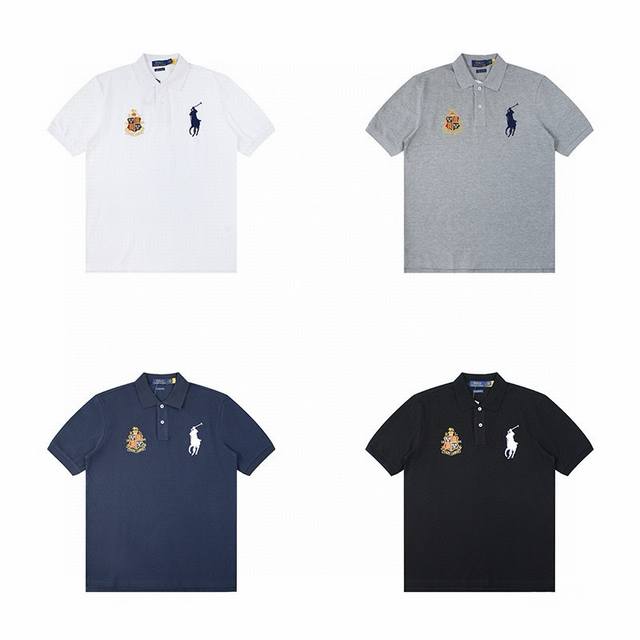 R31 Polo Ralph Lauren 拉夫劳伦 基础大马皇冠俱乐部徽章刺绣Logo Big Pony 翻领Polo衫 T恤短袖 S~Xxl 黑色 藏青 灰