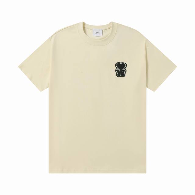 款号：613Ami春夏短袖系列~ 重磅厚实高克重 100%双纱棉280克重 细节到位 质量过关 支持对比 S-Xl 四个码数 颜色：杏色