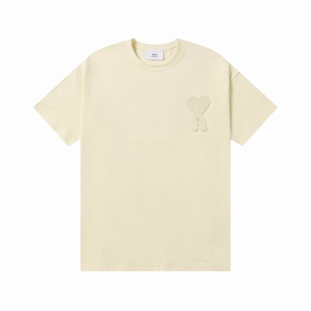 款号：606 Ami春夏短袖系列~ 重磅厚实高克重 100%双纱棉270克重 定制章仔 高度还原官网正确版 细节到位 质量过关 支持对比 S-Xl 四个码数 颜