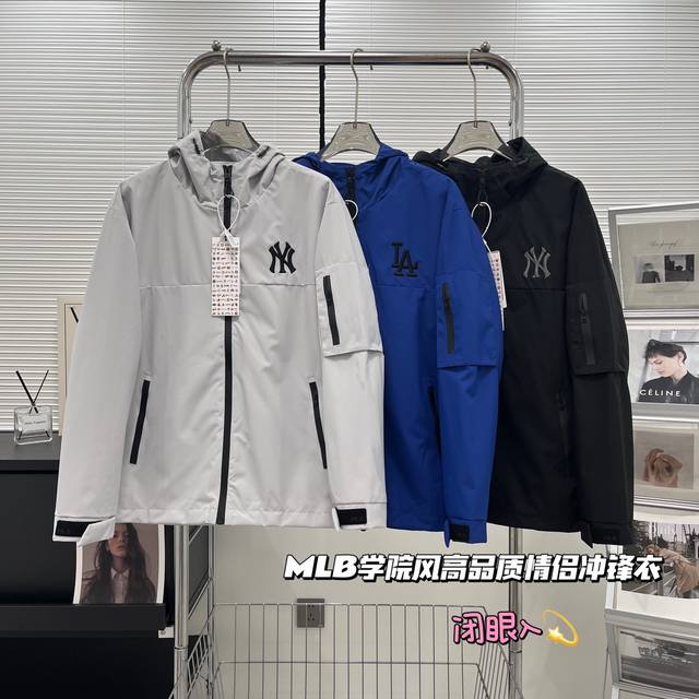 款号：7470 秋款第一波甜盐 Mlb韩国 新款洋基队Ny连帽开衫落肩外套男女情侣同款，后背大印花！！专柜同款 1:1完美复刻！宽松款， 做过预缩，抛干！手感细