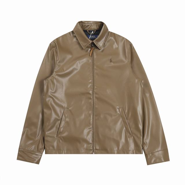 R47 Polo Ralph Lauren 拉夫劳伦经典拉链纯色翻领长袖皮衣单夹克外套 男款 黑色简约品质款式版型原版定制的，立体剪裁不会太宽松！！定制开模拉链