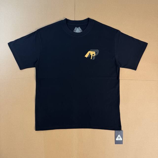 Palace Ss22 Valley Of The Shadows T-Shirt Black 手指几何图案短袖T恤 男女同款 黑色 面料：260G双纱面料，不