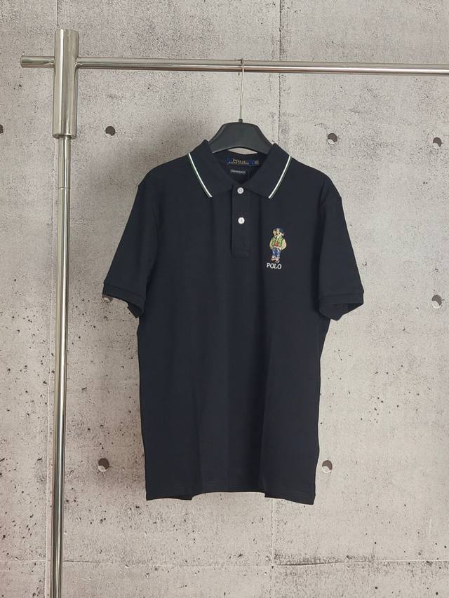 实拍品质 高版本 拉夫劳伦刺绣Polo衫翻领短袖 高端品质 三标齐全，舒适透气，经典简约，精致时尚，细节呈现高端品质 颜色:黑色 藏青色 码数:M-Xxl
