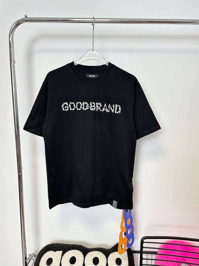 款号：Hmy120# Goodbrand 字母珠片标语珍珠亮片短袖T恤 正儿八经280克纯棉双砂面料 所有面料均已提前做过缩水 品质第一 所见即所得 不会洗一次