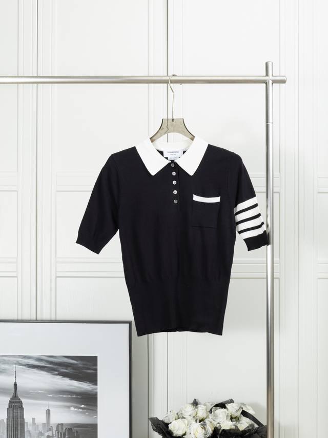 原单狠货 最高版本 Thom Browne:小狗针织Polo 女款 1:1 原版针织面料 辅料 颜色：白色 藏青色 尺码：012 码