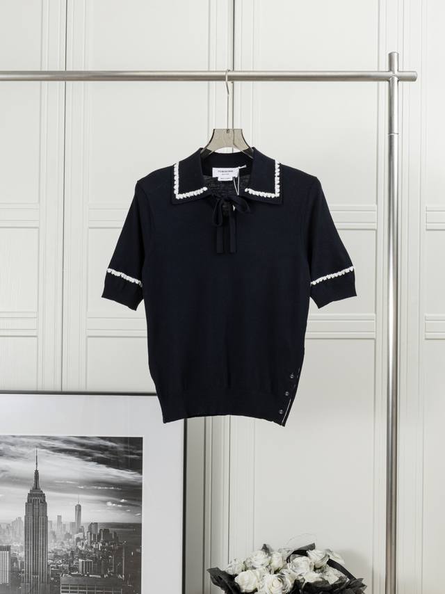 毛巾绣 Polo 短袖 Thom Browne:毛巾绣 Polo 1:1 原版定制面料 辅料 颜色: 白色 藏青色 尺码：123 码
