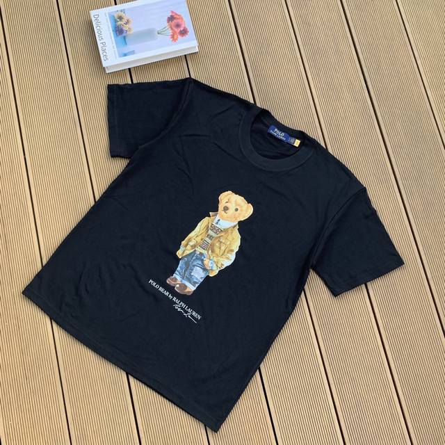 款号：L12 Ralph Lauren 拉夫劳伦2025夏季新配色纯棉240克小熊印花Logot恤5色 颈部主标Logo有二维码标，可以扫码验证，采用日本进口机