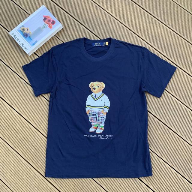 款号：L11 Ralph Lauren 拉夫劳伦2025夏季新配色纯棉240克小熊印花Logot恤5色 颈部主标Logo有二维码标，可以扫码验证，采用日本进口机