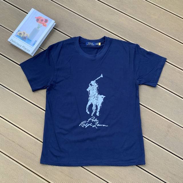 款号：L10 Ralph Lauren 拉夫劳伦2025夏季新配色纯棉240克大马标印花Logot恤5色 颈部主标Logo有二维码标，可以扫码验证，采用日本进口