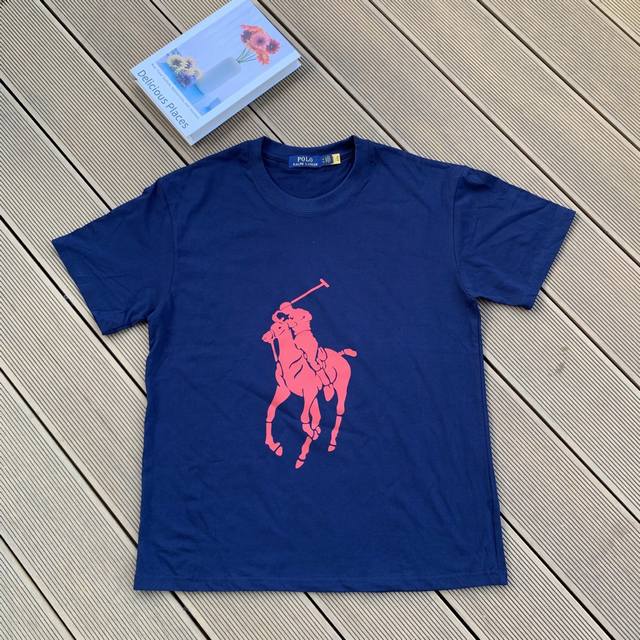 款号：L09 Ralph Lauren 拉夫劳伦2025夏季新配色纯棉240克大马彩色标印花Logot恤5色 颈部主标Logo有二维码标，可以扫码验证，采用日本