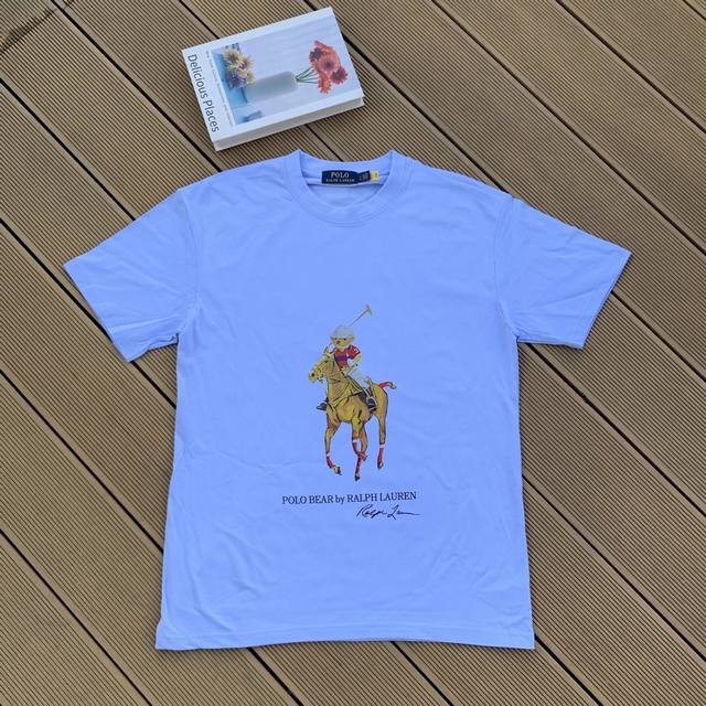 款号：L08 Ralph Lauren 拉夫劳伦2025夏季新配色纯棉240克小熊大马彩色标印花Logot恤5色 颈部主标Logo有二维码标，可以扫码验证，采用