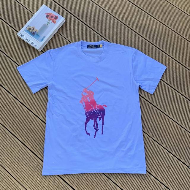 款号：L07 Ralph Lauren 拉夫劳伦2025夏季新配色纯棉240克大马彩色标印花Logot恤5色 颈部主标Logo有二维码标，可以扫码验证，采用日本