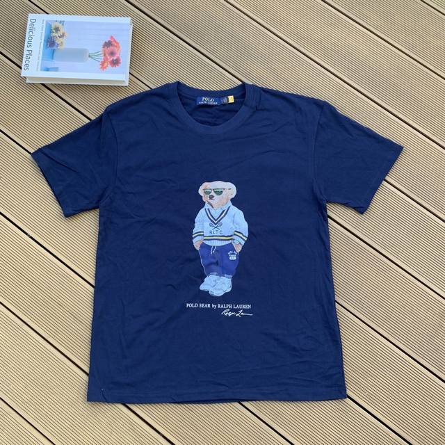 款号：L06 Ralph Lauren 拉夫劳伦2025夏季新配色纯棉240克小熊印花T恤5色 颈部主标Logo有二维码标，可以扫码验证，采用日本进口机器田岛绣