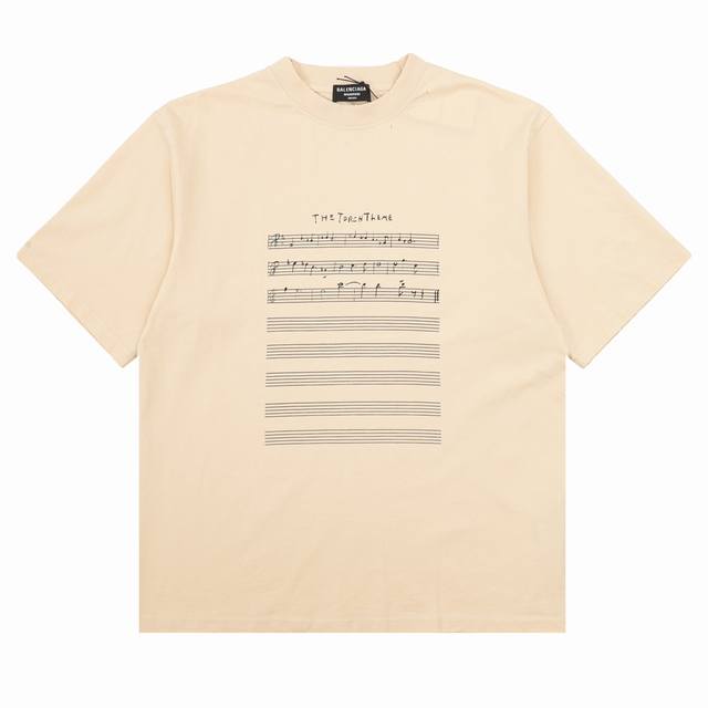 Balenciaga 巴黎世家 乐谱印花圆领短袖 Size：S-L