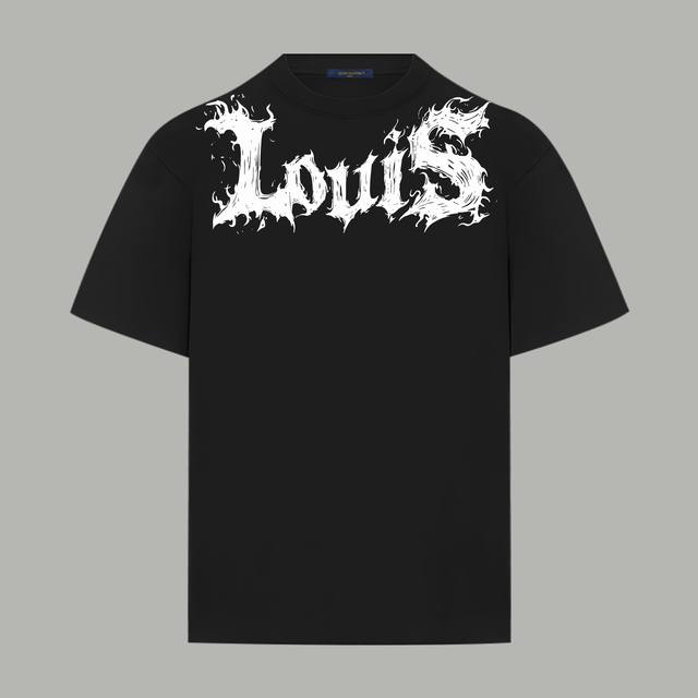 Louis Vuitton 路易斯威登 官网同款 火焰涂鸦前后字母Logo 印花双纱纯棉短袖 - 280G双纱纯棉顶级面料 手感柔软 百分百纯棉独家出货 定染硫