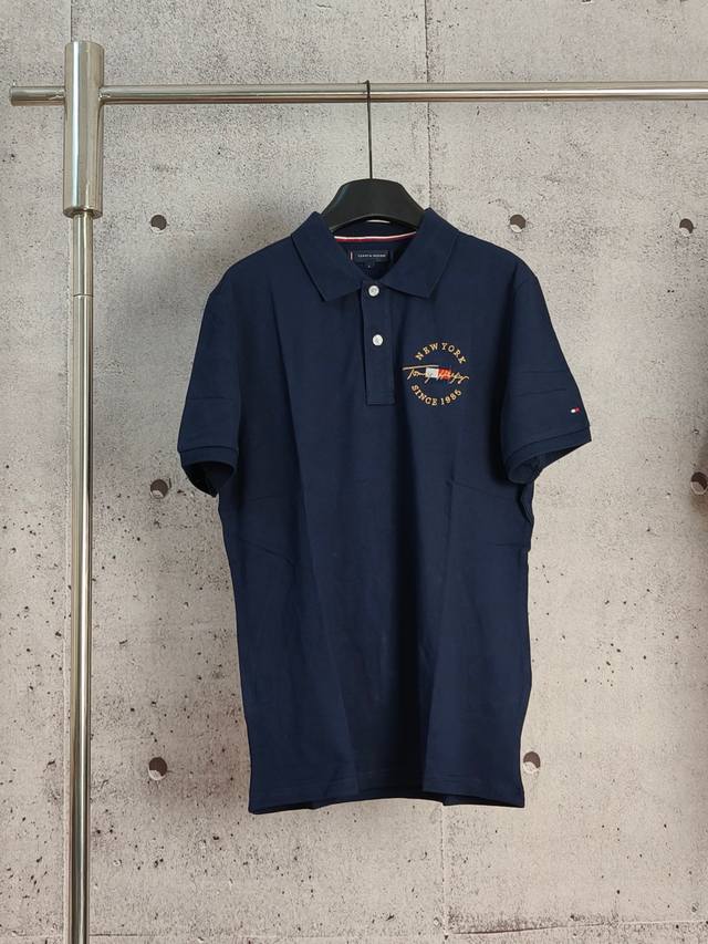实拍品质 高版本 Tommy汤米刺绣字母Polo衫短袖 高端品质 三标齐全，舒适透气，经典简约，精致时尚，细节呈现高端品质 颜色:黑色 白色 藏青色 码数:M-