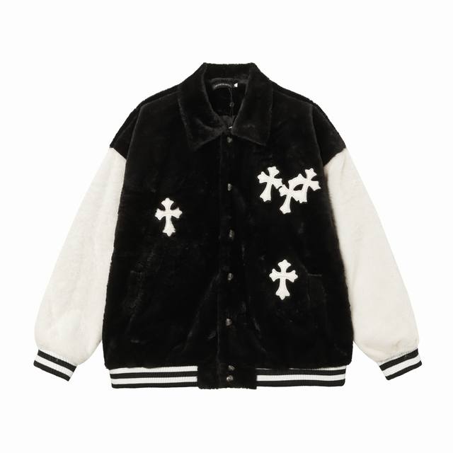款号X09 .尺码：M L Xl 克罗心 秋冬新款兔貂刺绣皮十字架外套，1：1订制五金辅料，三标包装齐全