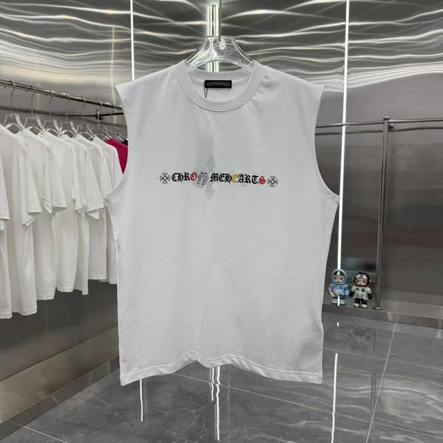 Ch克罗心 2025夏季新款 260克无袖背心 个性印花 男女同款宽松版 S M L Xl Xxl 五个码 黑色 白色 灰色