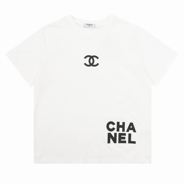 Chanel 香奈儿 胸口压胶短袖T恤 Size：S-L