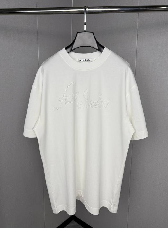 Acne 珍珠圆领半袖T恤 黑.白.粉.绿4色 尺码S-Xl