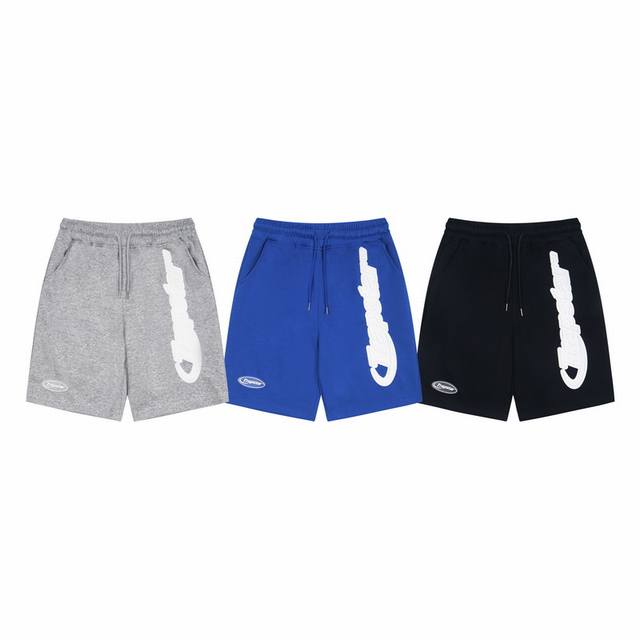 T65# S-Xl 美潮Trapstar徽标字母贴布Logo抽绳短裤夏季宽松直筒裤