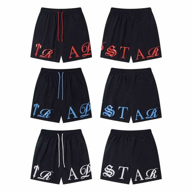 T95# 美潮Trapstar高品质字母印花抽绳休闲五分裤 S M L Xl
