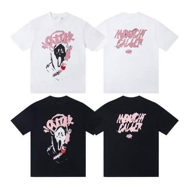 W01# 美潮Syna World高街宽松版骷髅字母印花 颜色： 黑色 白色 尺码：S M L Xl