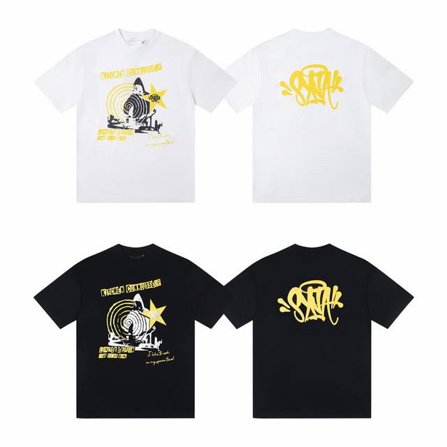 W02# 美潮Syna World高街宽松版蜗牛印花 颜色： 黑色 白色 尺码：S M L Xl