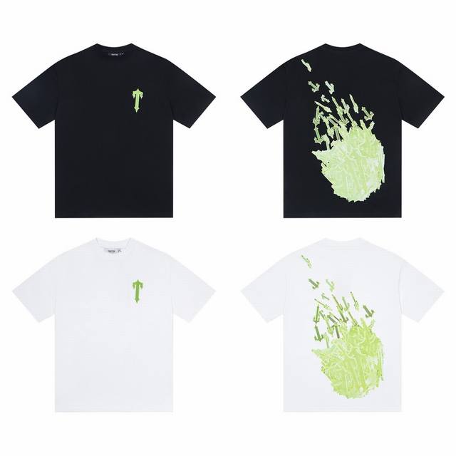 T32# Trapstar美潮新款Logo高街印花宽松T恤16 颜色: 黑色，白色 尺码:S,M,L,Xl 260纯棉爽滑双纱宽松版型