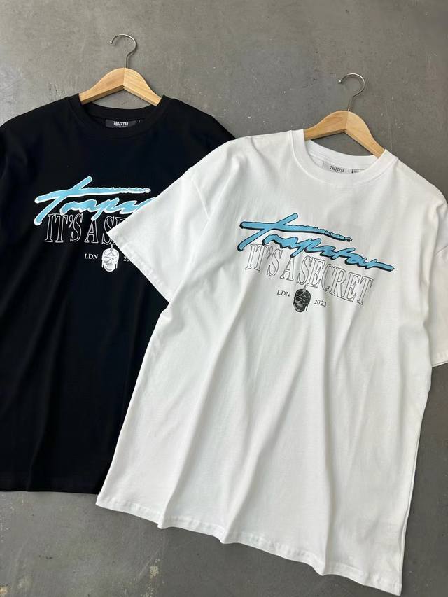 Yh617# Trapstar 280克重磅双纱纯棉宽松短袖T恤 Size：S M L Xl Color: 白色 黑色