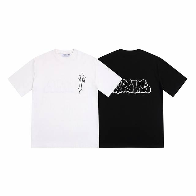 Yh616# Trapstar 280克重磅双纱纯棉宽松短袖T恤15 Size：S M L Xl Color: 黑色 白色
