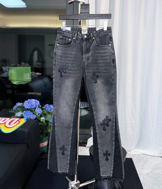 款号：D218 Gallery Dept & Chrome Hearts 克罗心联名 拼接十字架宽松水洗喇叭牛仔裤 真实还原Vintage极致质感 原版五金辅料