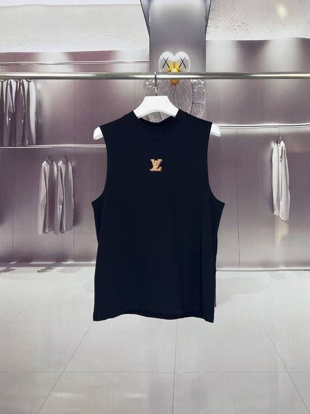 Lv*路易威登 2025夏季新款驴家胸前L字母Logo印花工艺 坎肩汗背心 运动健身 简约风 走秀款 圆领无袖T恤衫 宽松版型 男女同款 上身效果很赞 透气 颜