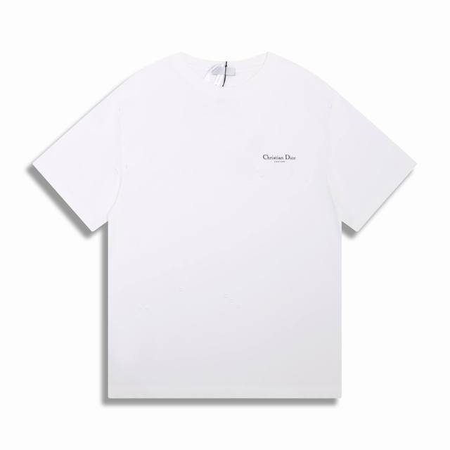 正确版高品质 Dio* 新款Cd25Ss铃兰花洗水破坏印花短袖T恤 面料采用15S精棉平纹面料230G 搭配32S双纱拉架300G 纯棉质织物组织结构为平纹 面