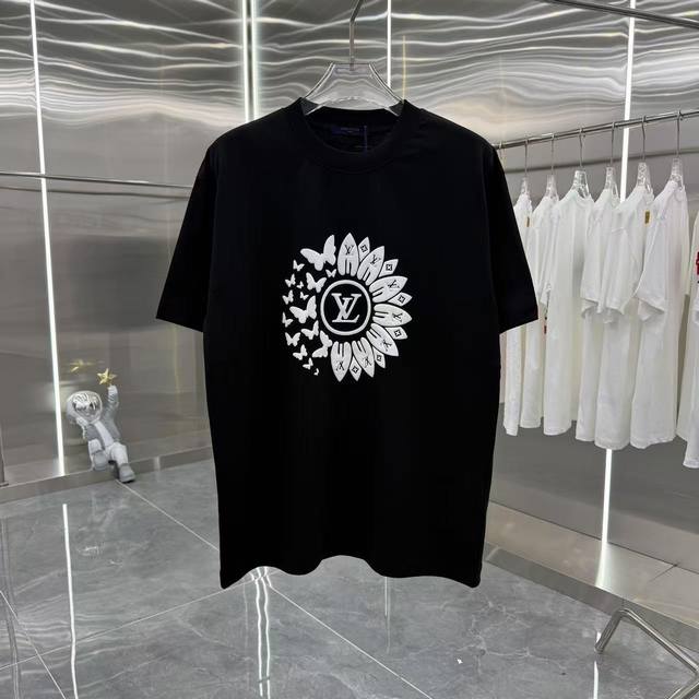 Lv 2025夏季新款 圆领T恤 个性发泡 男女同款宽松版 S M L Xl Xxl 五个码 黑色 白色 紫色