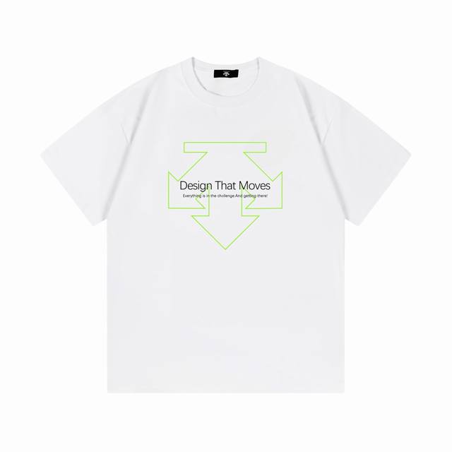 Descente 迪桑特 2025新款 绿箭头字母Logo 后幅印花字母 男女同款 短袖T恤 定制300克100％双纱纯棉面料 定染32支双股螺纹 领标吊牌主唛