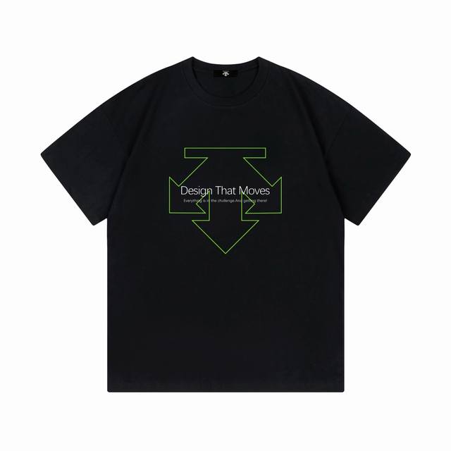 Descente 迪桑特 2025新款 绿箭头字母Logo 后幅印花字母 男女同款 短袖T恤 定制300克100％双纱纯棉面料 定染32支双股螺纹 领标吊牌主唛