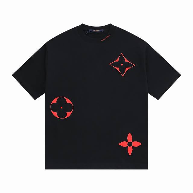 特价 ［280G独家版本］ Louis Vuitton 路易威登 5春夏手工贴布绣加高密度挨针刺绣圆领短袖 Louis Vuitton 2025Ss最新款短袖采