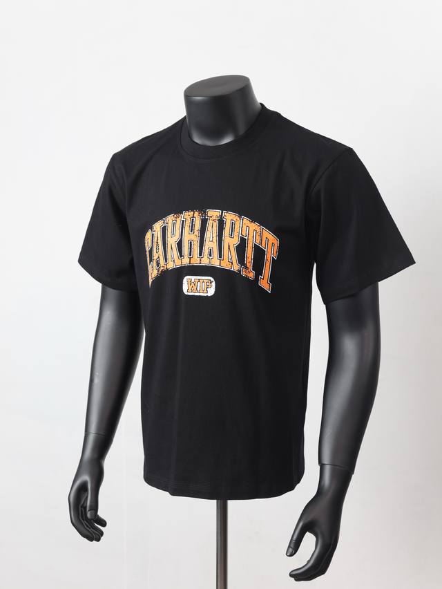 款号[K1] 特价清货不退不换 白色Sl 黑色Sm 藏蓝色L Carhartt Wip2640春夏新品学院风Logo字母图案短袖T恤，日常宽松的休闲版型，时尚潮