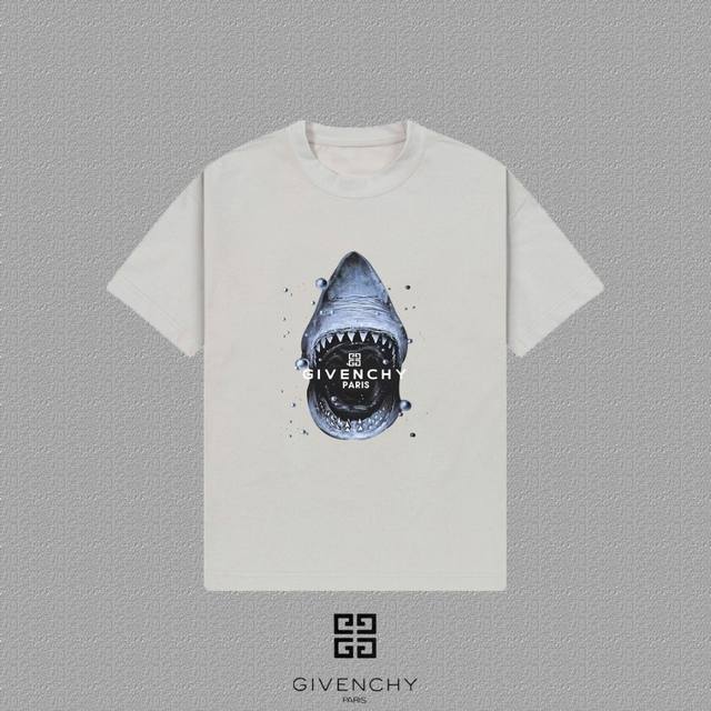 Givenchy 纪梵希] 2025Fw短袖T恤 字母Logo印花 高端26S双纱300克面料 重磅面料 定制拉架罗纹同缸同染 三标齐全 男女同款 颜色：黑色