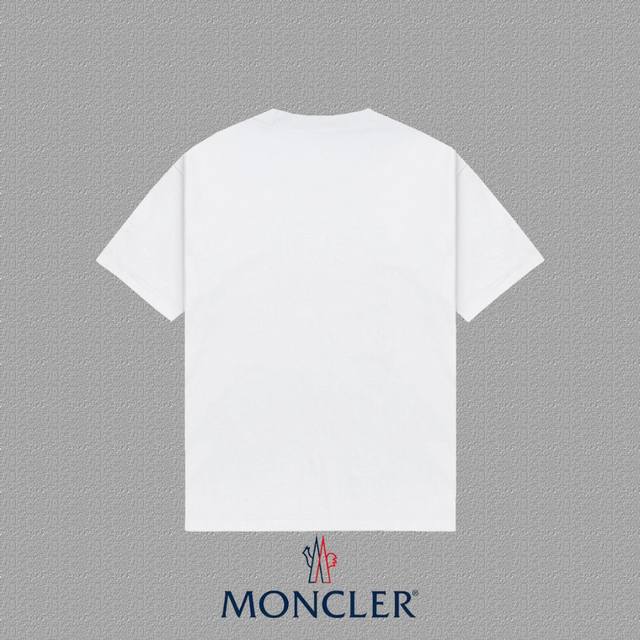 Moncler 蒙口] 2025Fw短袖T恤 徽章+Logo厚板 高端26S双纱300克面料 重磅面料 定制拉架罗纹同缸同染 三标齐全 男女同款 颜色：黑色 白