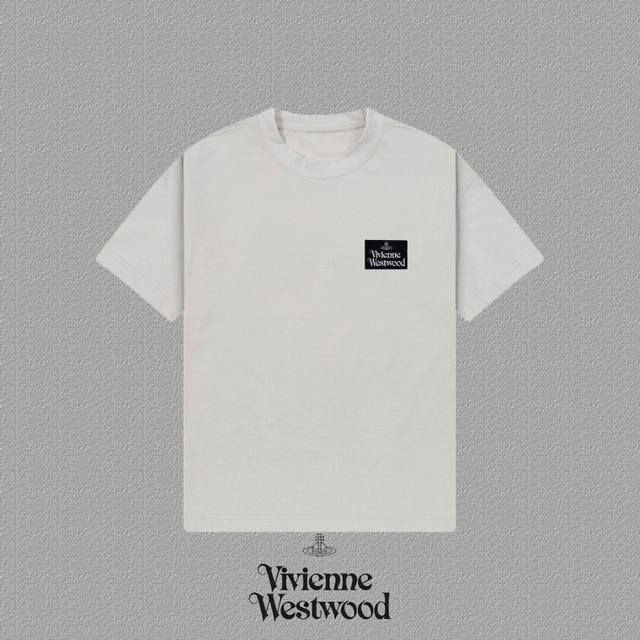Vivienne Westwood 西太后] 2025Fw短袖T恤 徽章Logo 高端26S双纱300克面料 重磅面料 定制拉架罗纹同缸同染 三标齐全 男女同款