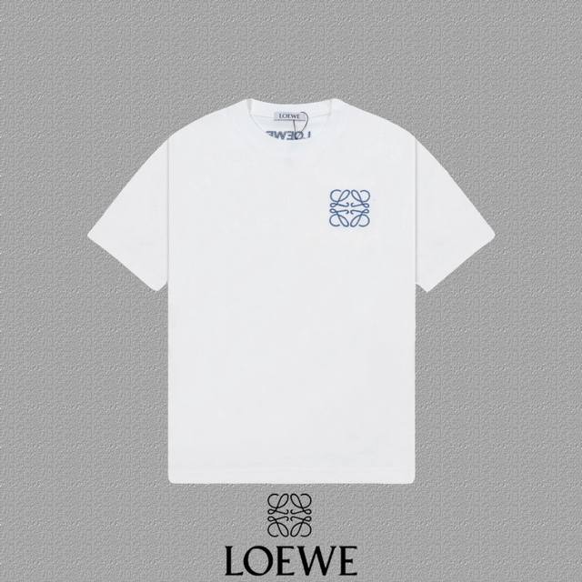 Loewe 罗意威] 2025Fw短袖T恤 拱桥绣中空绣 高端26S双纱300克面料 重磅面料 定制拉架罗纹同缸同染 三标齐全 男女同款 颜色：黑色 白色 尺码