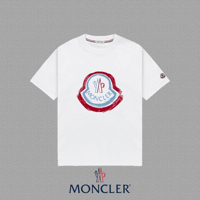 Moncler 蒙口] 2025Fw短袖T恤 Logo印花 高端26S双纱300克面料 重磅面料 定制拉架罗纹同缸同染 三标齐全 男女同款 颜色：黑色 白色 尺