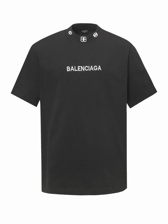 Balenciaga 巴黎世家领口Logo刺绣短袖T恤 宽松版型采用260克精梳棉双纱 从面料到辅料全部三标齐全跟足Zp进口松井公司浆料印花绝不开裂 整件做法采