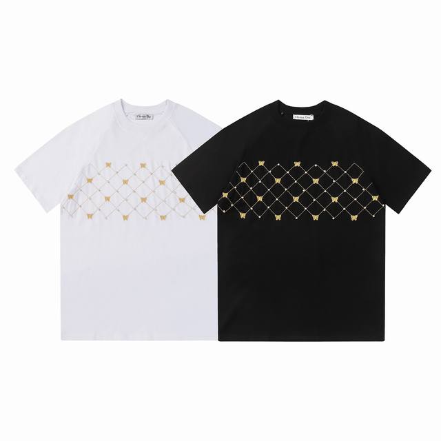 Dior新款，刺绣工艺，定制珍珠，280克定制面料双纱螺纹，黑色，白色，尺码Mlxlxxl