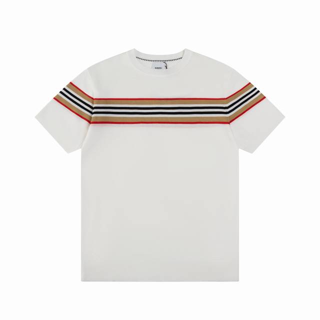 Burberry 巴宝莉 经典款针织衫圆领条纹设计，灵感源自八十年代复古 原版面料 官方同款 圆领针织衫T恤 定制 网纱毛衣针织面料 手感非常舒服 春夏最新砖柜